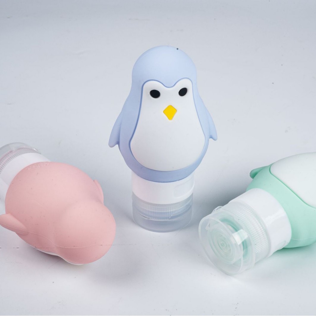 Penguin Silicone Mini Squeeze Bottle Keychain