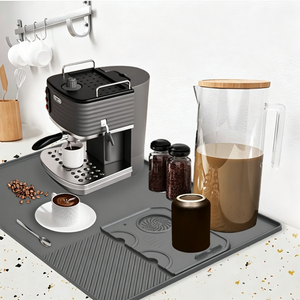 Silicone Coffee Maker Mat with Raised Edge